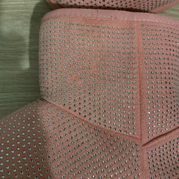 💖New Glitter Rhinestone Cozy Ankle Boots Baby Pink Statement💖 - Picture 13 of 13